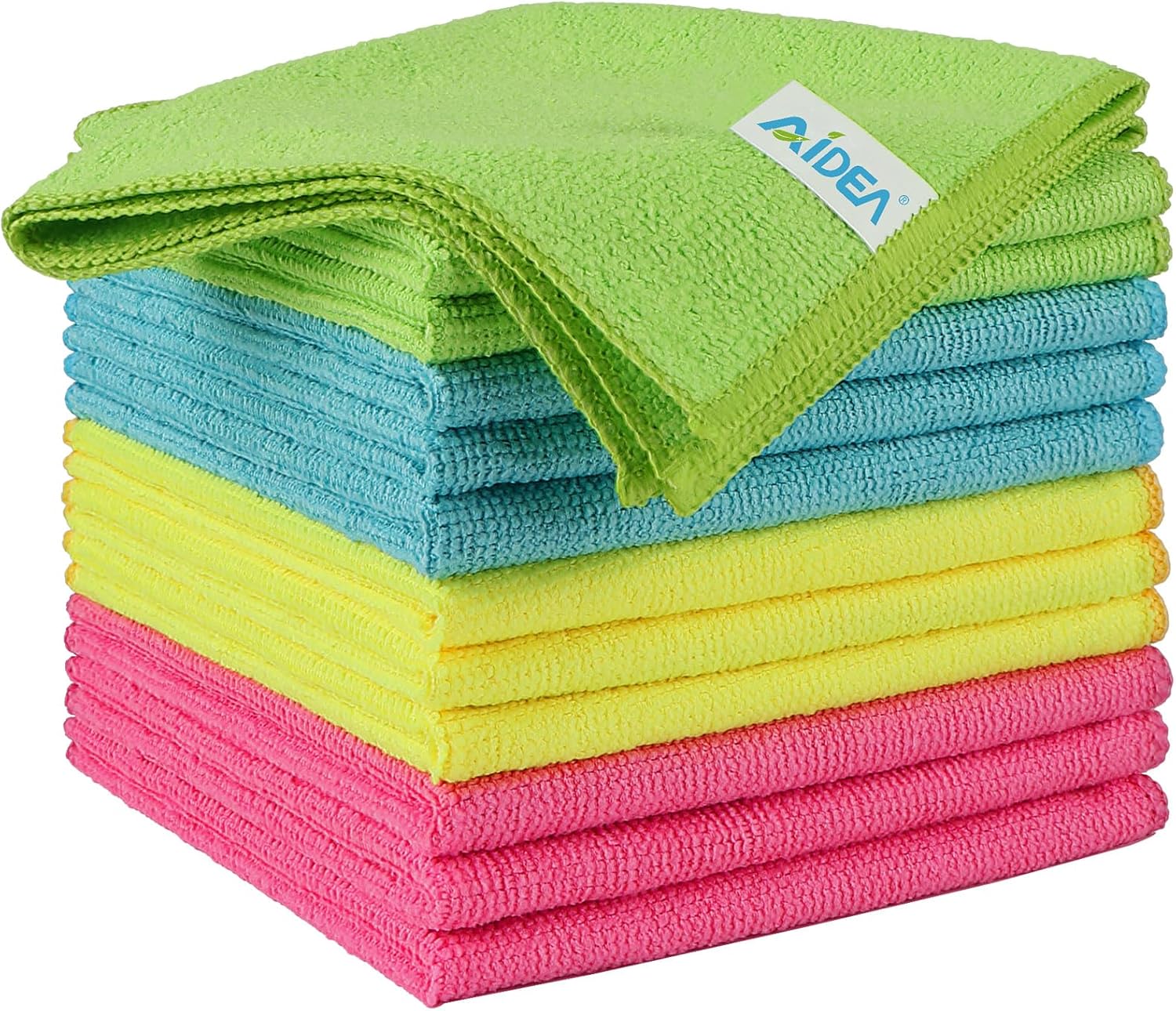 AIDEA Microfibre Cloth 12 Pack,Reusable Kitchen Microfibre Cleaning Towels Dish Cloths,Lint Free Washable Duster Rags Cloth for Home,Windows,Car,Motorbike,30 x 30 cm