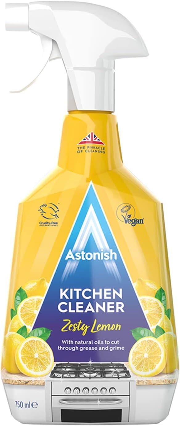 Astonish Kitchen Cleaner, Vegan and Cruelty Free and Blended with Natural Oils, Zesty Lemon, 750ml