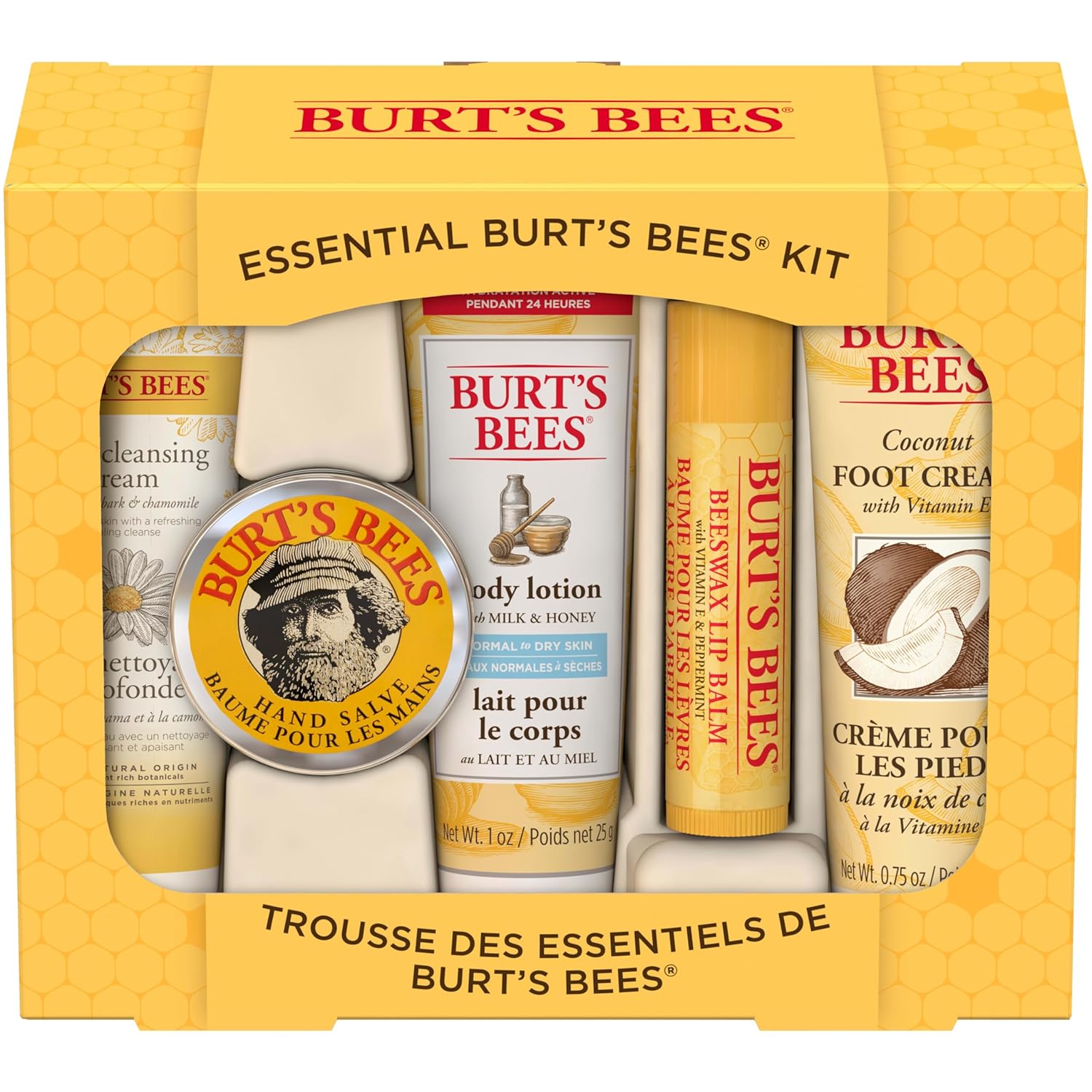 Burt’s Bees Gifts Ideas – Essential Everyday Beauty Set, 5 Travel Size Products – Deep Cleansing Cream, Hand Salve, Body Lotion, Foot Cream and Lip Balm