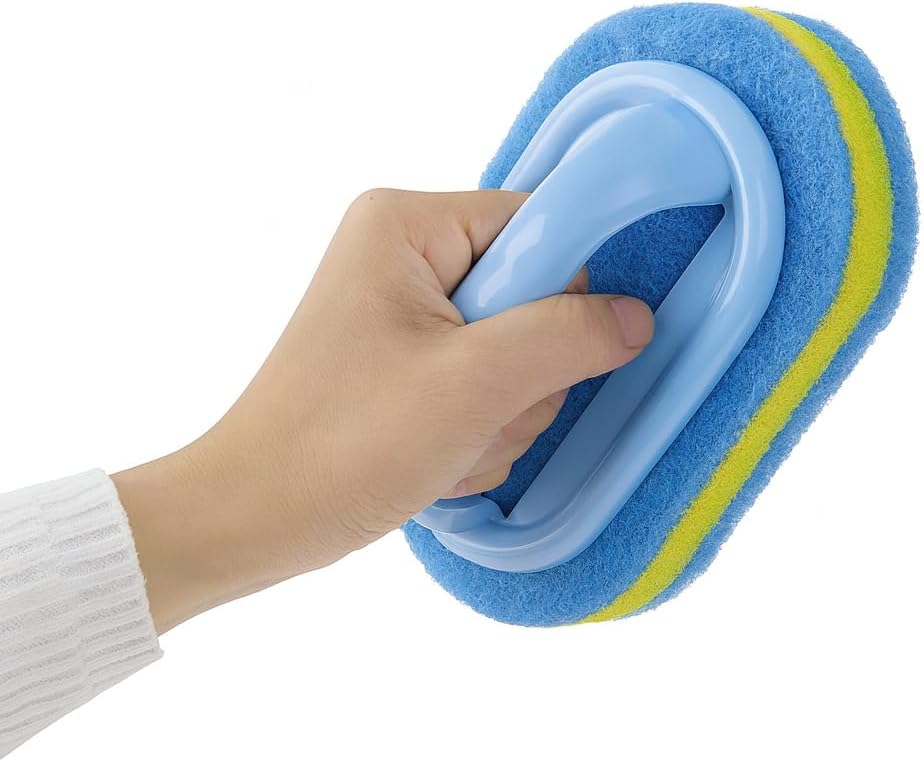 KOKSI Cleaning Brush for Bathroom Kitchen Bathtub Toilet Cleaner All Purpose Shower Sponge Scrubbing Brush with Ergonomic Handle