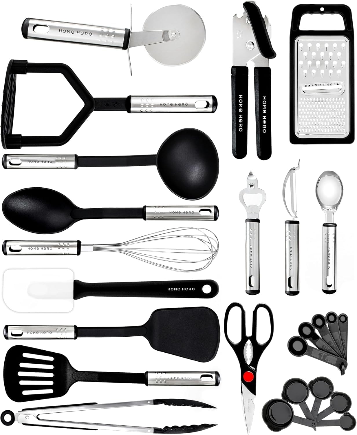 Kitchen Utensils Set – 25pieces Non-Stick Heat Resistant Cooking Utensils Set – Spoons Turners Spatula Ladle Set – Kitchen Tools Gadgets Accessories