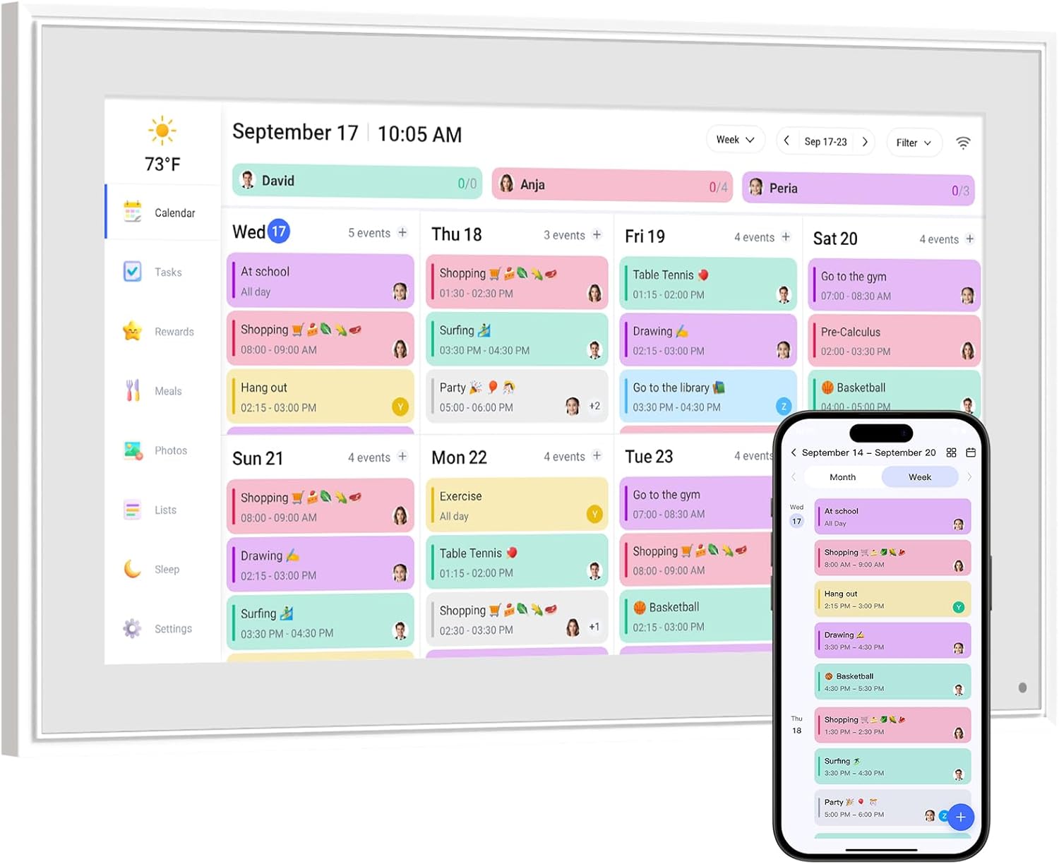 Smart Digital Calendar, 10.1″ HD Smart Touch Screen Home Interactive Electron Calender WiFi Planner,Meal Schedule, Duty Chart,Achievement Rewards- Built-in Digital Photo Frame Function