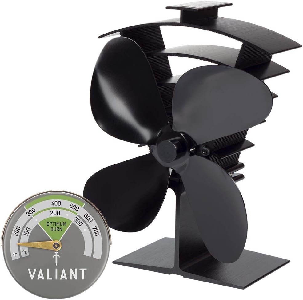 Valiant Premium IV stove fans and magnetic thermometer Black