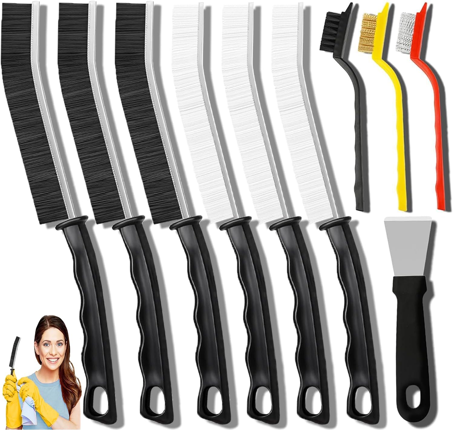 10 Pcs Crevice Cleaning Brush, Hard-Bristled Crevice Cleaning Tool, Bathroom Crevice Gaps Cleaning Brush, Multifunctional Recess Groove Cleaning Products for Home Bathroom Kitchen