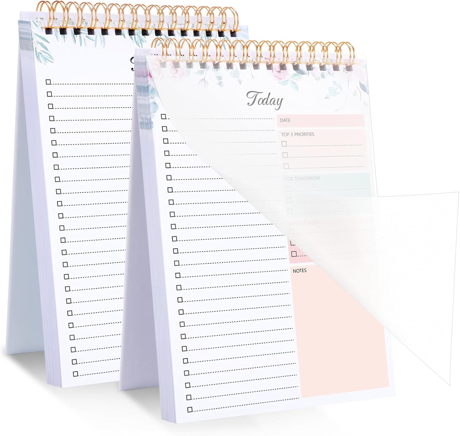 2 Pack To Do List Notepad, Undated Daily Planner Notebook A5 Spiral 208 Pages To Do List Notebook for Work Study and Personal Oraganizer, Double-Sided Printing, Seven Months of Use, 22 X 14 cm