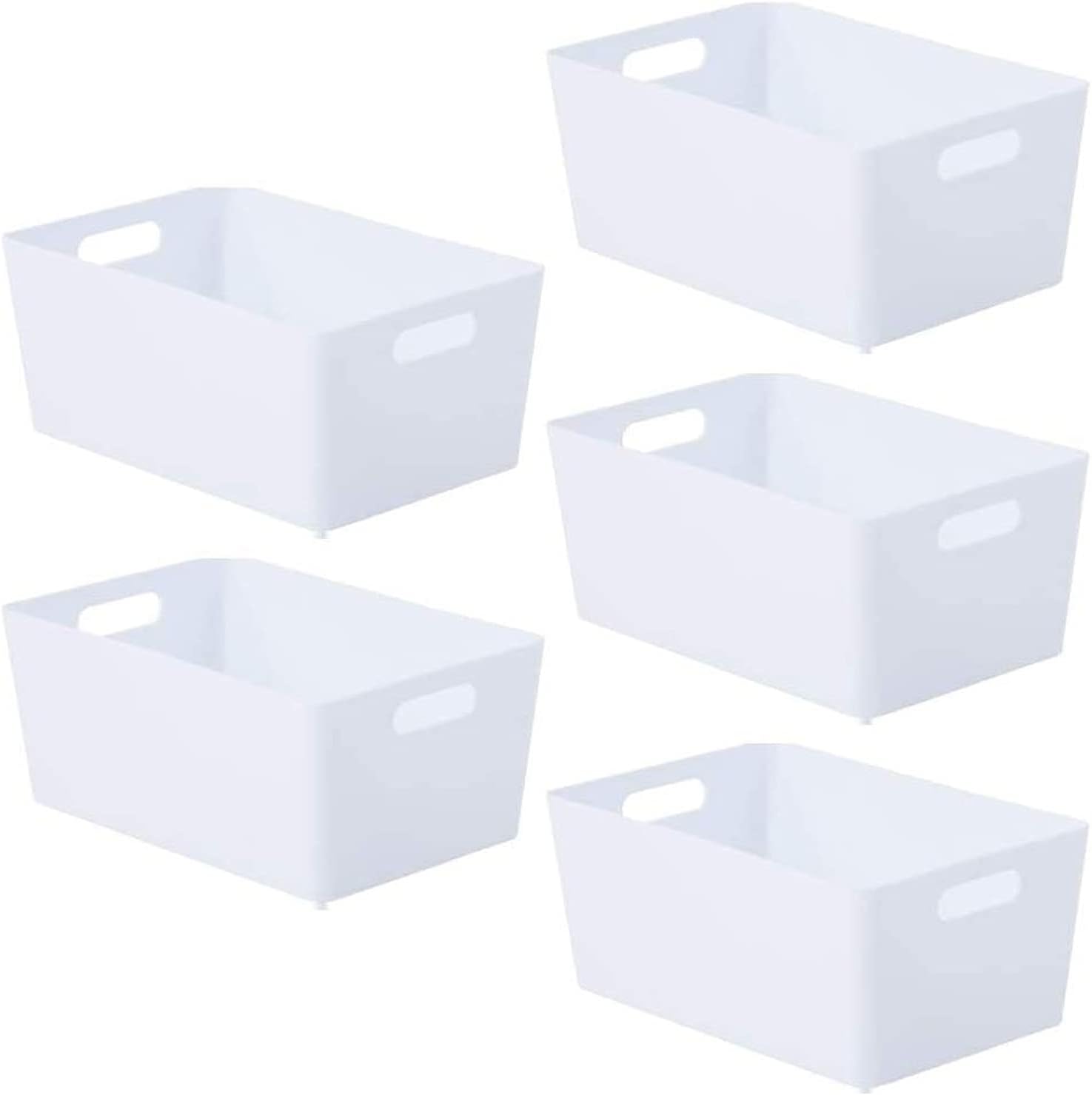 5-Pack Plastic Storage Baskets with Sturdy Handles, Lightweight & Durable Design, Ideal for Kitchen, Bathroom, and Cleaning Organisation, 3.9L Capacity, 17 x 25 x 11cm