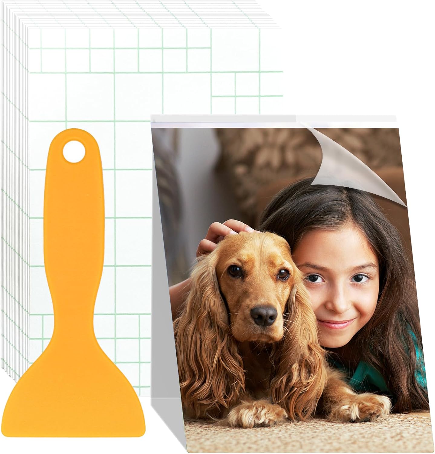 50 Self Sealing Laminating Sheets, 6 Inches Waterproof Clear Laminate Sheets, PVC No Machine Laminating Sheets, No Heat Sticker Paper with Small Scraper, Glossy Cold Laminating Film for Business Card