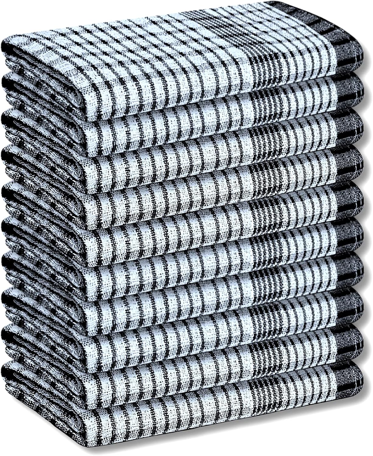 A & B TRADERS Wonderdry Tea Towels Kitchen Pack of 10, Cotton Absorbent Long Lasting Catering Bar Towel (Black)