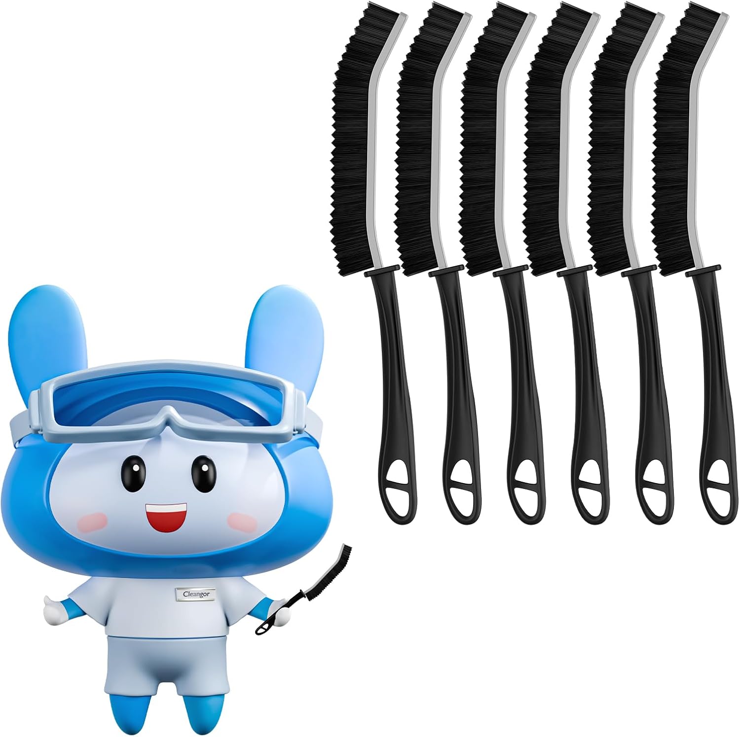 Crevice Cleaning Brushes, Scrub Brush for Hard to Reach Small Space, Home Essentials, Cleaning Supplies, Cleaning Tools for Household Use, Bathroom, Shower, Kitchen, Window (6, Black)