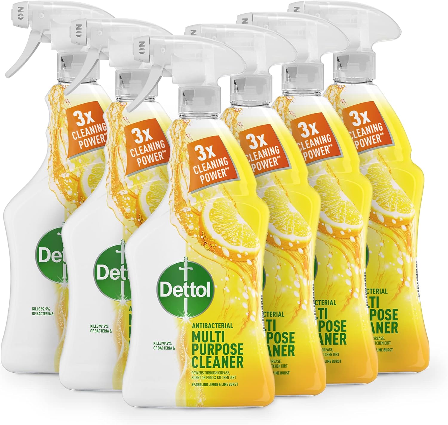 Dettol Spray, Antibacterial Multipurpose Cleaner, Lemon & Lime, 6.0L Total (1L x 6pck), Kitchen, Household Disinfectant Cleaning Solution, Kills 99.9 Percent of Germs