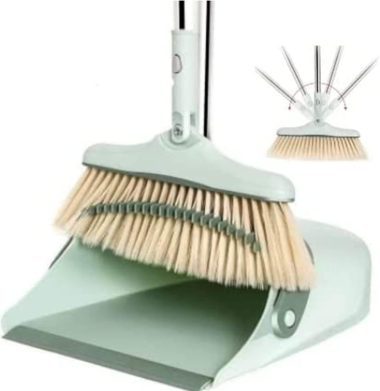 EVENT! SWISSPACK TWIST 54″ Long Handled Dustpan and Brush, Broom and Dustpan Set, Household Dust pan Combo, Long Handle for Indoor Outdoor Household Cleaning and Sweeping Green
