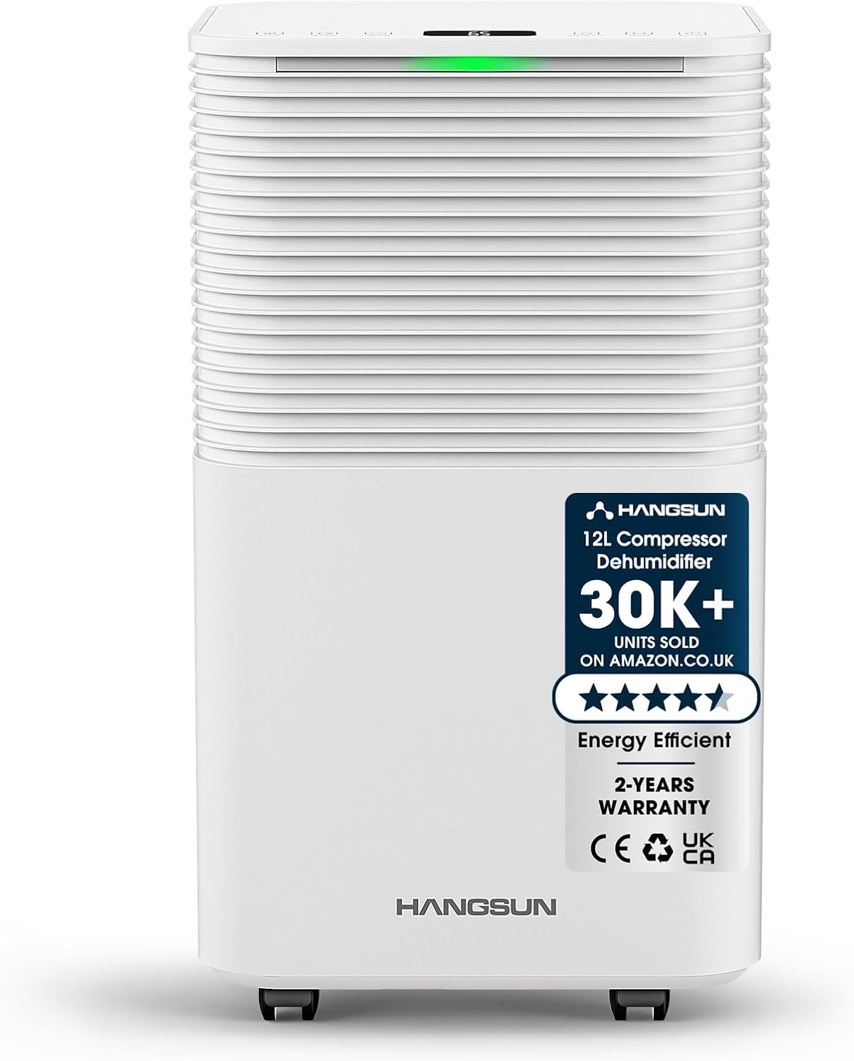 Hangsun 12L Dehumidifier with Digital Humidity Display, Sleep Mode, Laundry Drying Dehumidifiers for Home Damp with Continuous Drainage, 24H Timer Ideal for Large Room, Basement, Bedroom, Bathroom