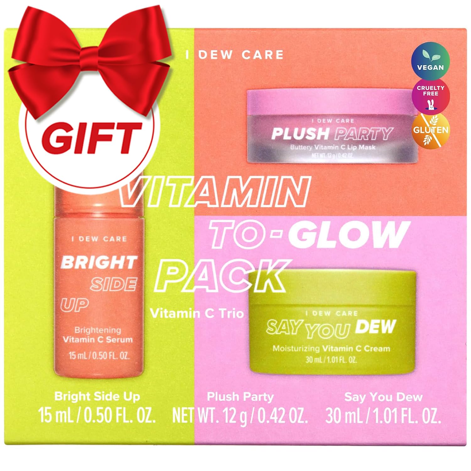 I DEW CARE Skin Care Set – Vitamin To Glow Pack | Kbeauty Facial Kit, Hydrating, Brightening, Moisturizing Glow Set, Vegan, Travel Size, Beauty sets for Teen Girls, Gifts for Women, Stocking Stuffers