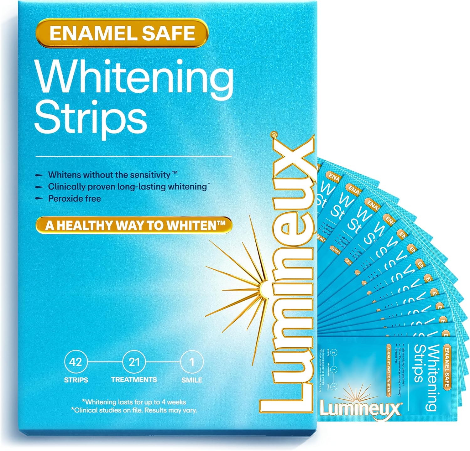 Lumineux Teeth Whitening Strips – 21 Treatments (3 Months) – Peroxide Free – Enamel Safe for Whiter Teeth – Whitening Without The Sensitivity – Dentist Formulated – Sensitivity