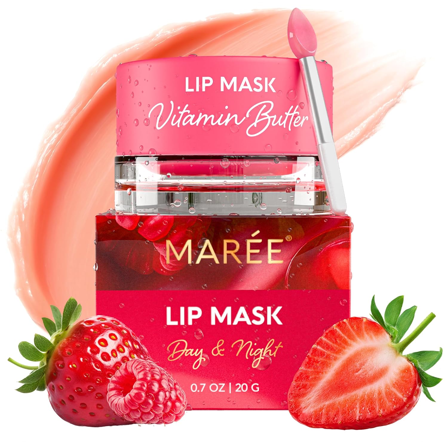 MAREE Lip Mask Overnight – Lip Moisturizer For Very Dry Lips – Hydrating Lip Butter Balm with Hyaluronic Acid & Collagen – Overnight Lip Treatment – Lip Sleeping Mask Repair – Hidratante de Labios