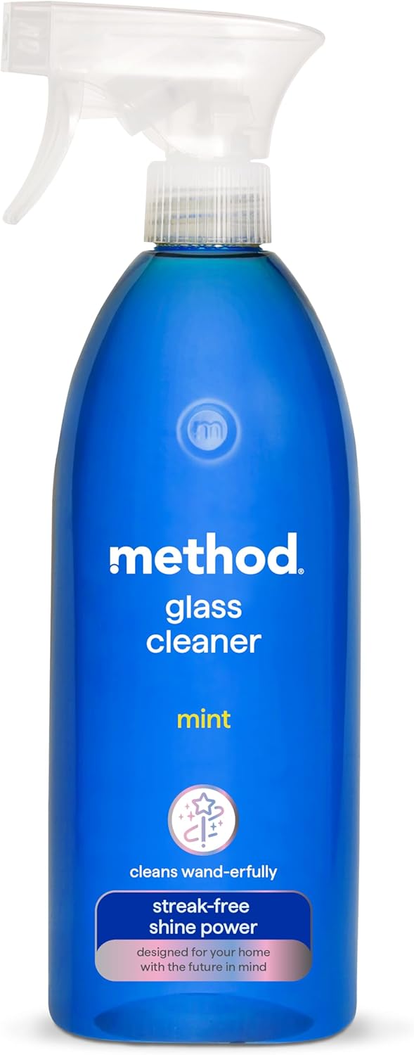 Method Glass Cleaner Spray, Window And Stainless Steel Glass Spray, Fresh And Vibrant Mint Scent Fragrance, Pack of 1, 828 ml