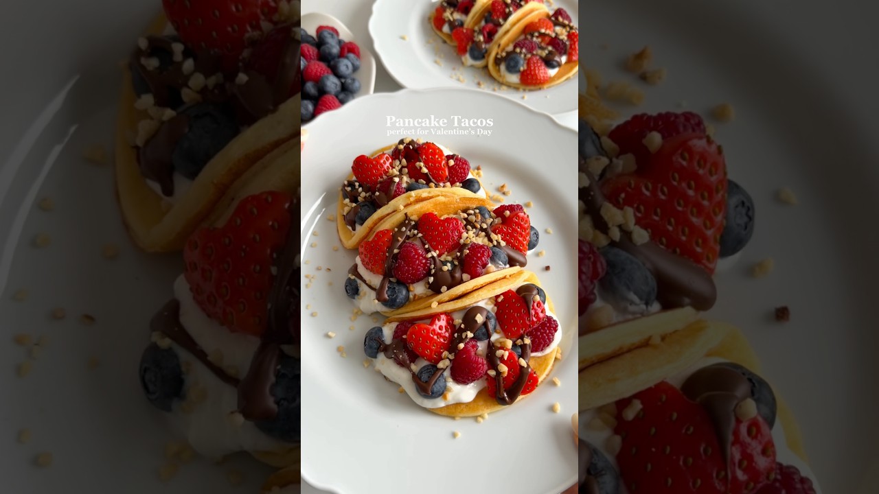 Pancake Tacos🤩 A fun breakfast idea for Valentine’s Day🩷 #breakfast #pancakes