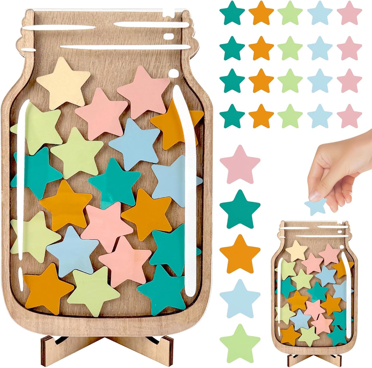 Reward Jar With Star Tokens, Magnetic Reward Jar For Children, Star Jar Reward System For Home School Classroom Teacher Parent, Star Collect Jar Reward Chart, Star Reward Jar