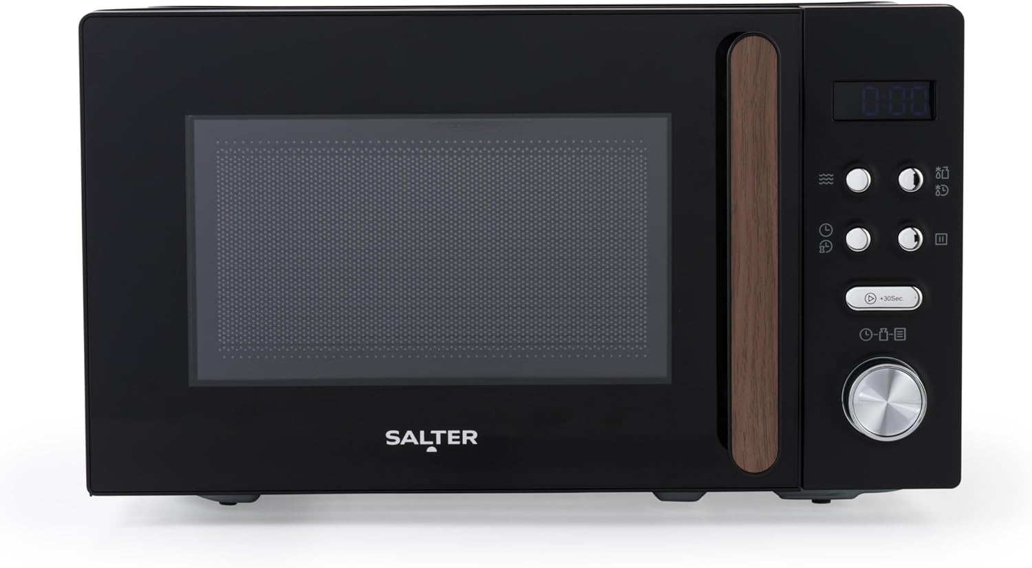Salter Toronto Microwave – 20 Litre Solo Microwave Oven with Digital Display, 800W, Compact, 8 Auto Cooking Functions, Defrost Function, 95 Minute Timer, 25.5 cm Glass Turntable, Easy Clean, Black