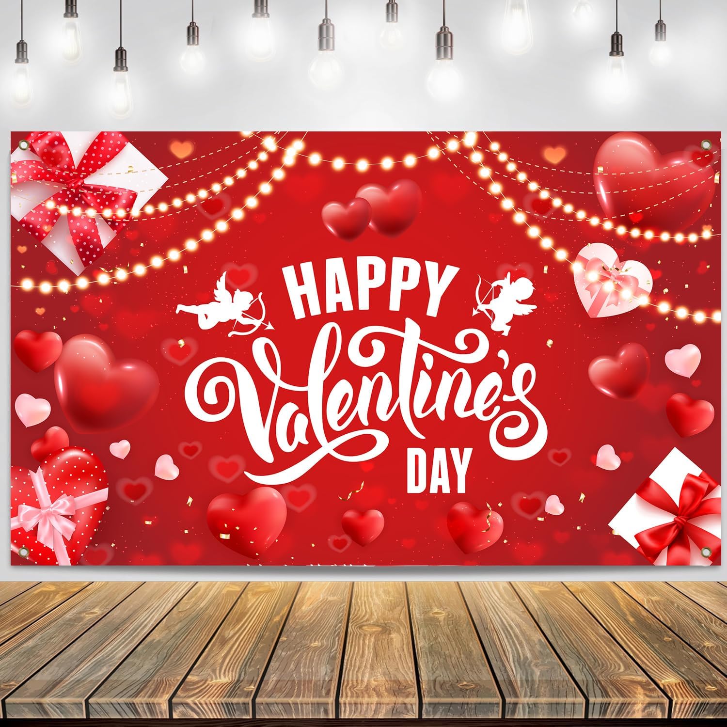 Valentines Day Banner Backdrop, 71x43inch Happy Valentines Day Decorations, Love Theme Decor for Home Party, Indoor Outdoor Photo Booth & Wall Hanging
