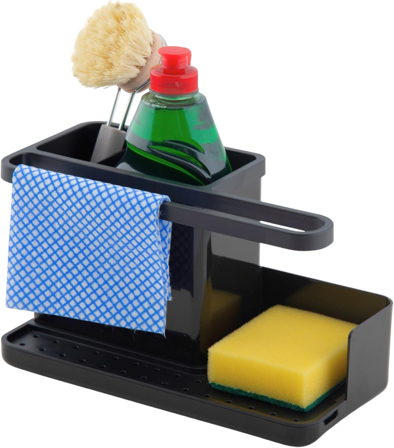 simplywire – Sink Tidy/Caddy – Kitchen Sink Organiser – Removable Drip Tray – Non-Slip – Black